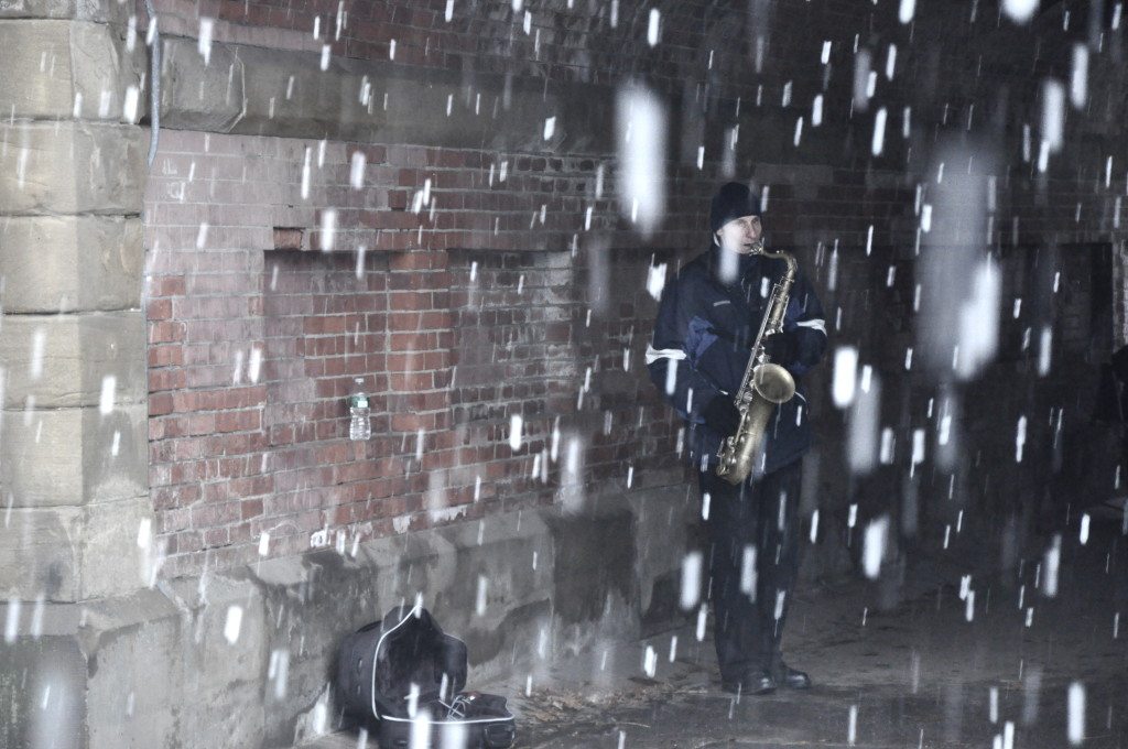 Saxophonist In The Snow