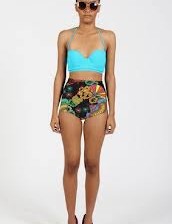 Floral High Waist Bikini