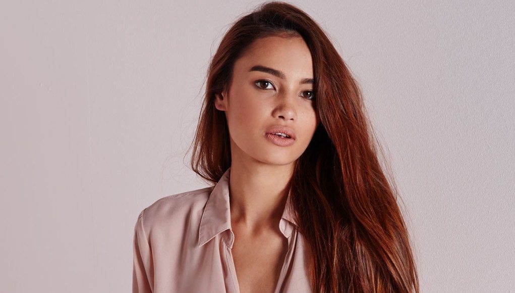 wrap over tie side blouse nude
