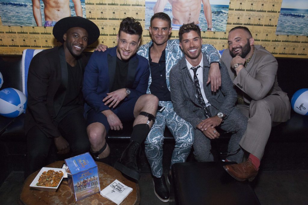 NEW YORK, NY - APRIL 20: (L-R) Khasan Brailsford, Jorge Bustillos, Patrick McDonald, Cheyenne Parker, and Justin Russo attend Logo TV Fire Island Premiere Party at Atlas Social Club on April 20, 2017 in New York City. (Photo by Santiago Felipe/Getty Images for VH1 &amp; Logo Communications)